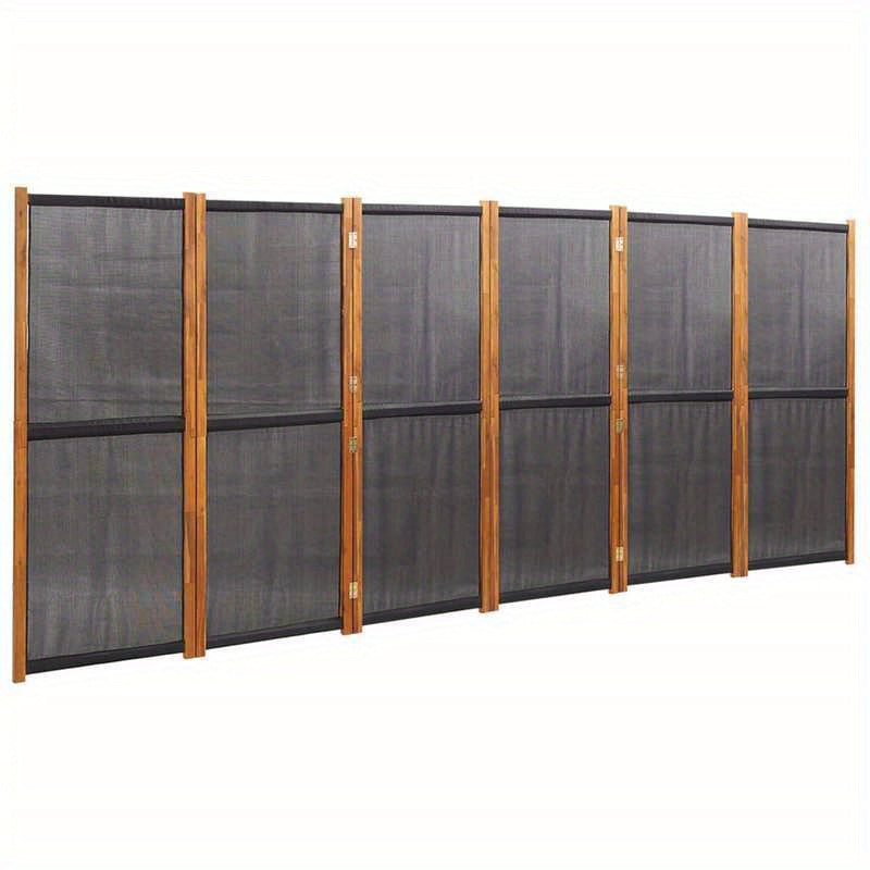 Kamerscheider – Ruimteverdeler – Scheidingswand – Kamerverdeler – 6 Panelen Zwart – 420x180 cm – Hout – Flexibel & Duurzaam