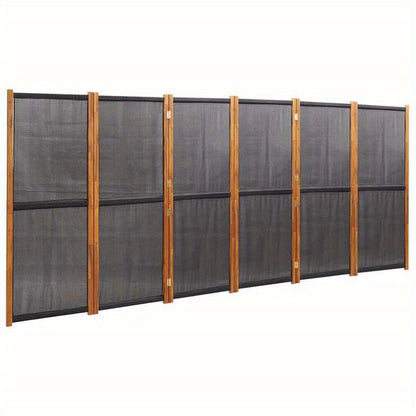 Kamerscheider – Ruimteverdeler – Scheidingswand – Kamerverdeler – 6 Panelen Zwart – 420x180 cm – Hout – Flexibel & Duurzaam