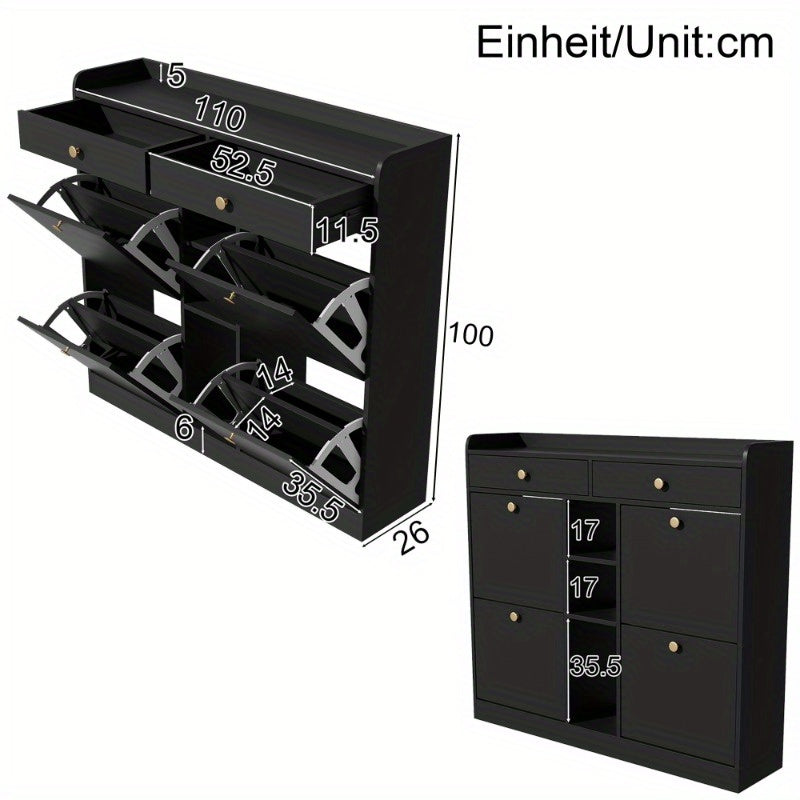 Schoenenkast – Schoenopberger – Schoenencabinet – Schoenenrek – Opbergkast – Metaal Frame – Ruimtebesparend Ontwerp 110x26x100cm