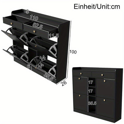 Schoenenkast – Schoenopberger – Schoenencabinet – Schoenenrek – Opbergkast – Metaal Frame – Ruimtebesparend Ontwerp 110x26x100cm