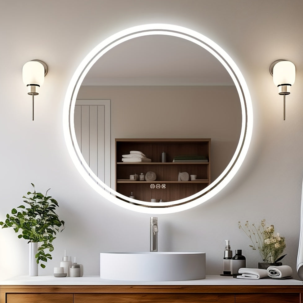Badkamerspiegel LED – Wandspiegel – Dimbare Spiegel – Ronde Verlichte Spiegel – Anti-Condens Spiegel – 80 cm – 3 Kleurstanden – Geheugenfunctie