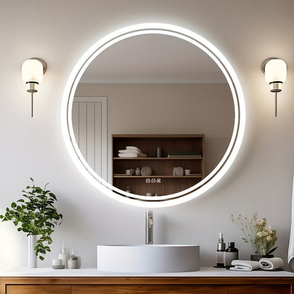 Badkamerspiegel LED – Wandspiegel – Dimbare Spiegel – Ronde Verlichte Spiegel – Anti-Condens Spiegel – 80 cm – 3 Kleurstanden – Geheugenfunctie