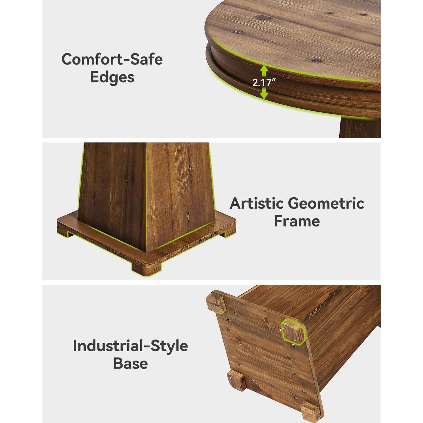 Ronde Eettafel – Kleine Tafel – Keukentafel – Ontbijttafel – Bistrotafel – 80 cm Solid Wood Top – Geometrische Onderstel