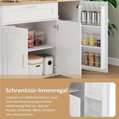 Keukentrolley – Keukenwagen – Serveerwagen – Opbergtrolley – Keukenkast – Oprolbaar – 5 Zwenkwielen – Houtnerflook 132,5x44x90 cm