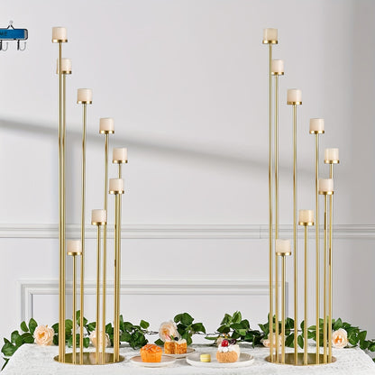 Gouden Kandelaar – Kaarshouder – Candelabra – Waxinehouder – 9-armige Kandelaar – Set van 2 – Metaal – Antiroest Met Fluwelen Bodem