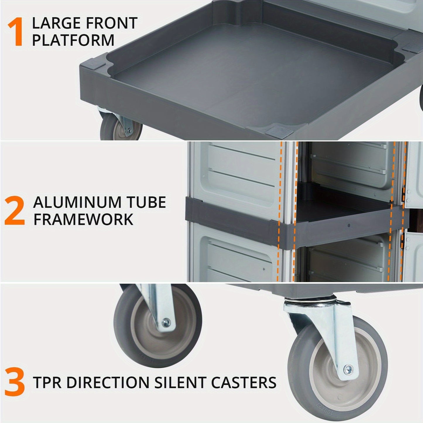 Schoonmaakkar – Schoonmaaktrolley – Schoonmaakwagen – Poetskar – Poetswagen – 2 Kastjes & 3 Planken – Draagvermogen 136 kg – 6 Zwenkwielen – Duurzaam PP Materiaal – Afneembare Vinyl Tas – Ergonomisch Handvat