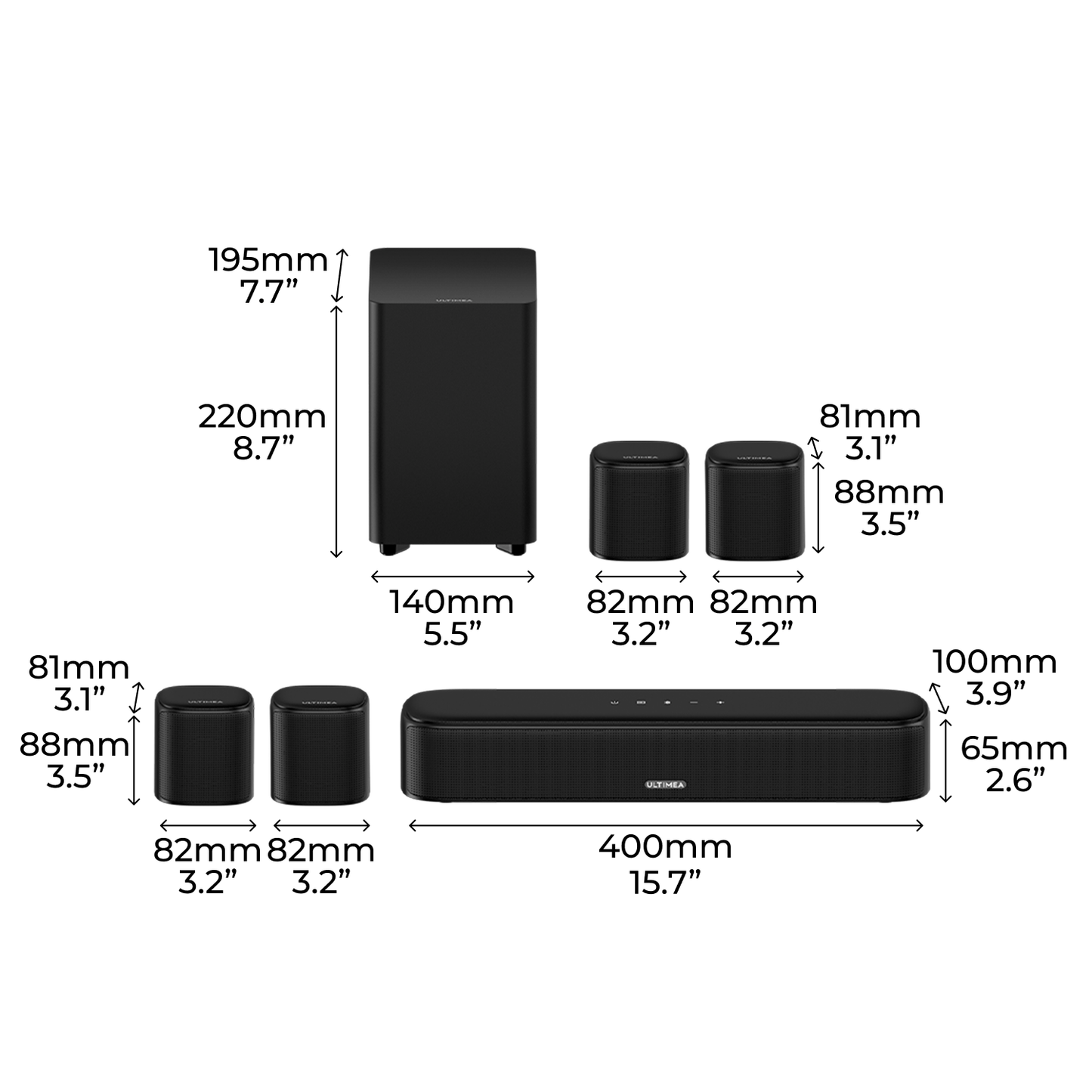 Soundbar – Virtual Surround Soundbar – Home Cinema Speaker – 7.1 Kanaals Soundbar – Bluetooth Speaker – 330W Piekkracht – Draadloze App-Bediening