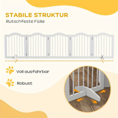 Hondenren – Puppyren – Hondenkennel – Dierenren – Hondenbench – 5 Panelen – Opvouwbaar – Flexibel – Aluminium – 254,5 x 29,5 x 61 cm – Wit – Modulair en Stevig