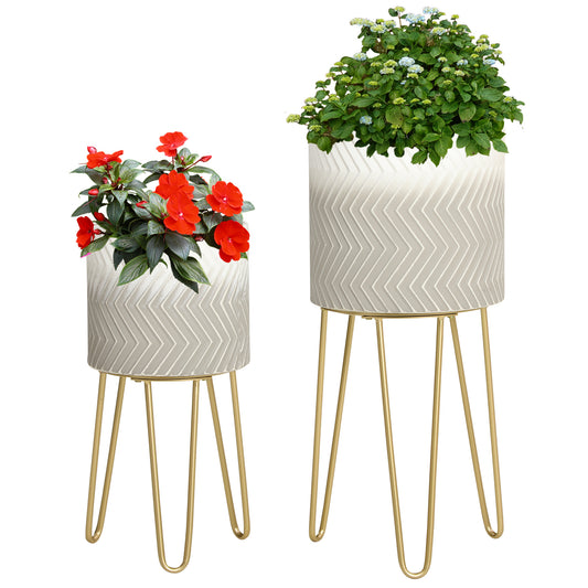 Set Van 2 Vazen – Bloemenvaas – Decoratieve Vaas – Plantenhouder – Sierpot – Metalen Frame – Hoogte 67 cm – Stevig En Stijlvol