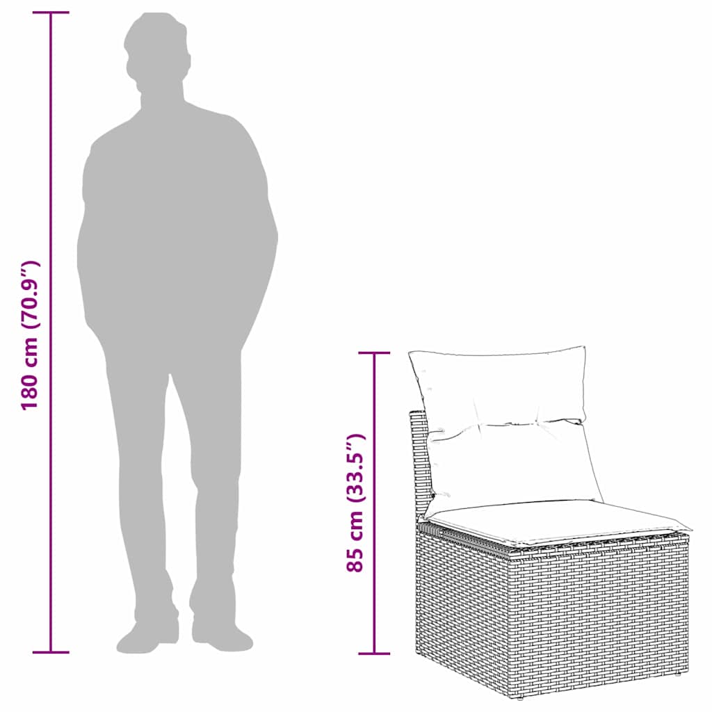 Tuinbank – Buitenbank – Loungeset – Modulair Sofa – Tuinmeubel – Handgeweven Poly Rattan – Verstelbaar Met Lichtgrijze Kussens