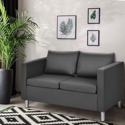 2-zitsbank – loveseat – zitbank – tweezits – tweezitsbank – ergonomisch zitcomfort – synthetisch leer grijs