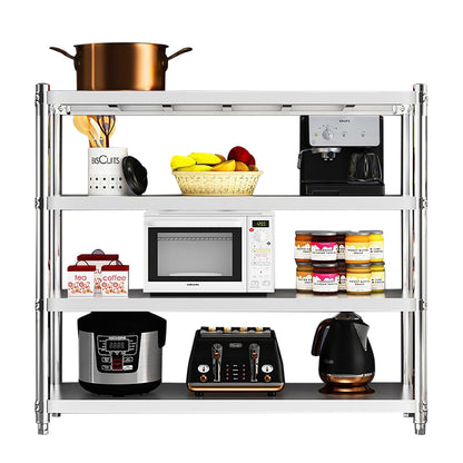 Keukenrek – Opbergrek – Gootsteenkast Organizer – Keukentrolley – Keukenorganizer – RVS Staal – 4 Niveaus – Max. 50 kg Draagvermogen
