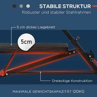 Verstelbare Fitnessbank – Multifunctionele Trainingsbank – Gewichtbank – Buikspierbank – Home Gym Bank – Zwart Rood – Stalen Frame – 7-Voudig Verstelbaar