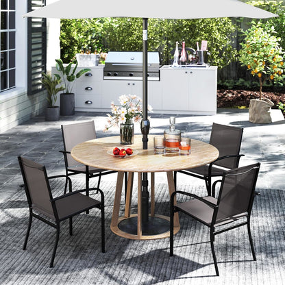 Tuinstoelen – Stapelbare Stoelen – Bistrostoelen – Terrasstoelen – Balkonstoelen – Ademend Stof – Gepoedercoat Metaal – Set van 4