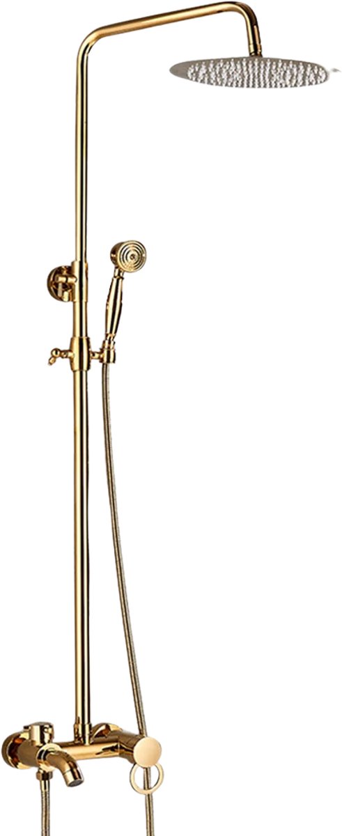Doucheset Goud - Regendouche - Met Thermosstaat - Douchekop - Douchestang - Douche Set - Doucheset Met Thermostaatkraan