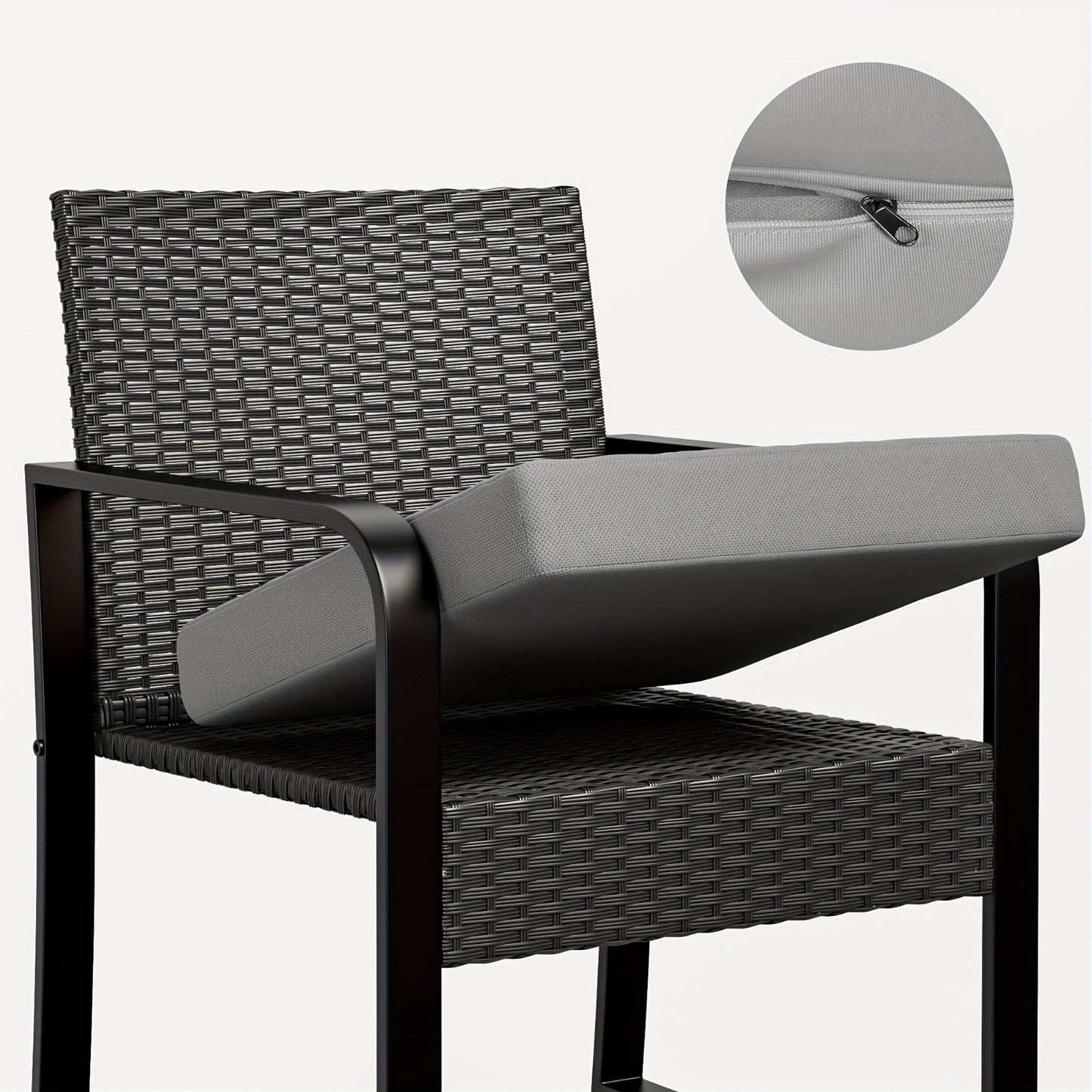 3-delige Rattan Tuinset – Balkonset – Loungeset – Bistroset – Tuinmeubelset – Gele Kussens – Duurzaam Rattan – Glazen Tafelblad