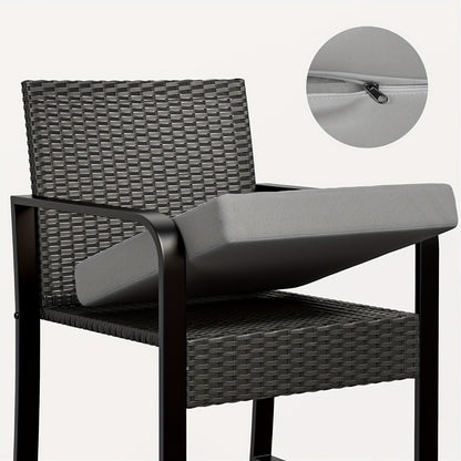 3-delige Rattan Tuinset – Balkonset – Loungeset – Bistroset – Tuinmeubelset – Gele Kussens – Duurzaam Rattan – Glazen Tafelblad