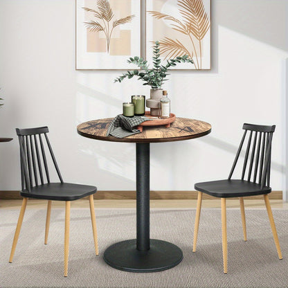 70x70x75cm Round Pedestal Table - 4-Seater Commercial Grade Solid Wood Modern Dining Table with Black Round Top & Sturdy Pedestal Base, Space-Saving Design for Restaurants, Cafes, Bistros, Home Use - Durable & Easy-Clean Surf