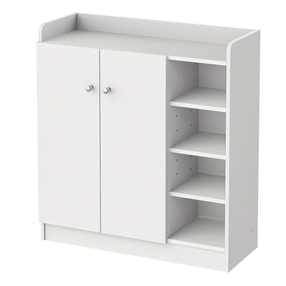 Schoenenkast – Schoenenrek – Schoenenopberger – Schoenenkastje – Schoenenbankje – Wit – Compact & Ruimtebesparend – 2 Deuren 4 Vakken 83x30x90 cm