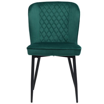 Eetkamerstoel – Stoel – Kuipstoel – Keukenstoel – Set Van 2 – Donkergroen Velvet – Metalen Onderstel – Comfortabel – Compact