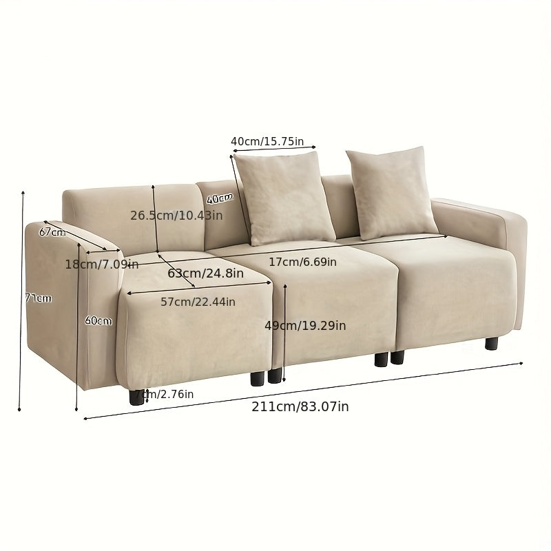 3-Zits Bank – Sofa – Bankstel – Zitbank – Hoekbank – Mosterdgeel – Comfortabele Zachte Stof – Stevig Frame