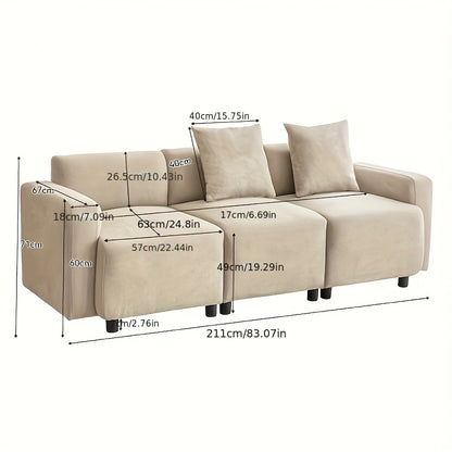 3-Zits Bank – Sofa – Bankstel – Zitbank – Hoekbank – Mosterdgeel – Comfortabele Zachte Stof – Stevig Frame