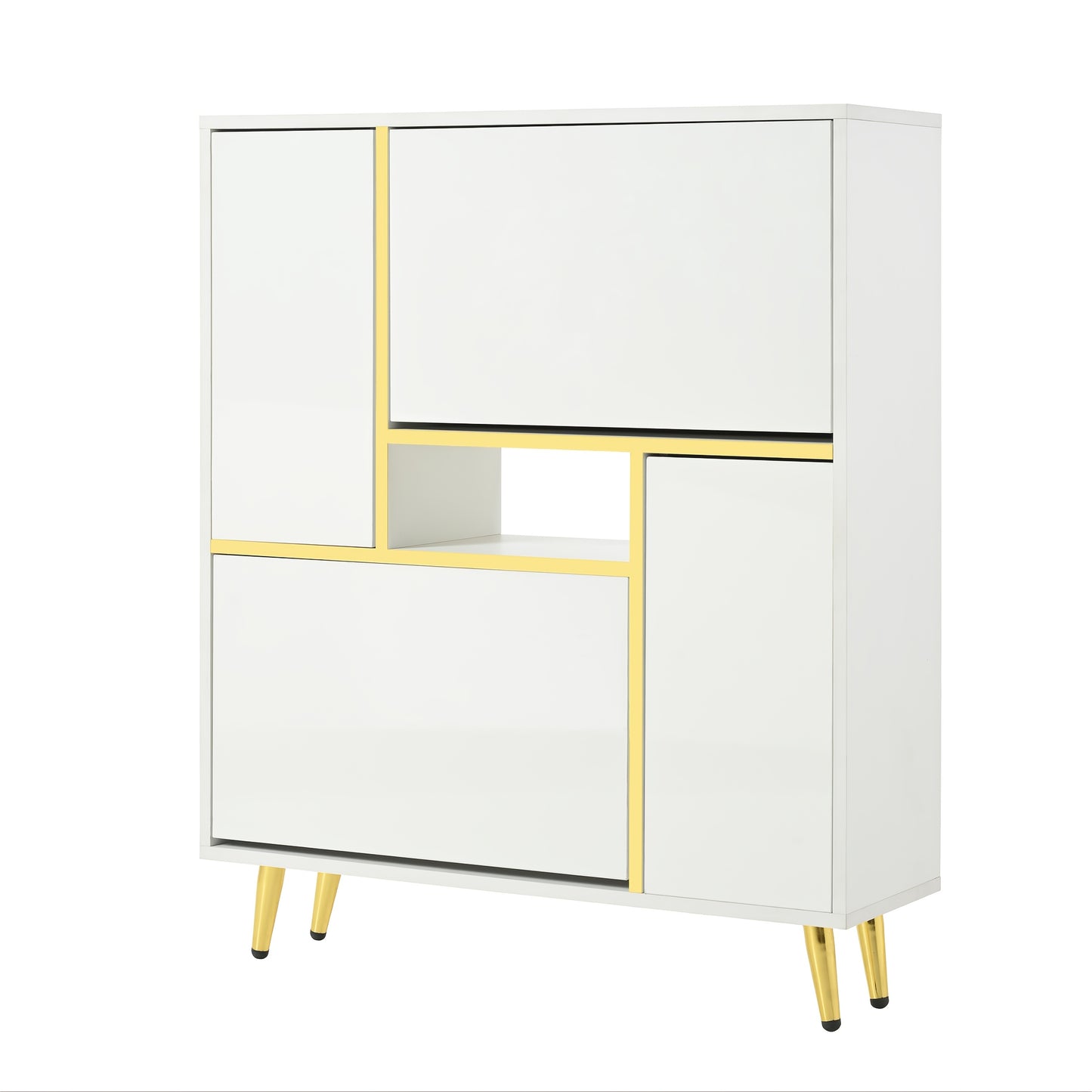 Schoenenkast – Schoenenrek – Schoenenopberger – Schoenenmeubel – Schoenenbankje – Modern Design – Hoogglans Wit – Vrijstaand – 80x25x96 cm – Hoogwaardige Materialen