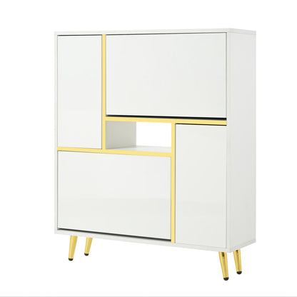 Schoenenkast – Schoenenrek – Schoenenopberger – Schoenenmeubel – Schoenenbankje – Modern Design – Hoogglans Wit – Vrijstaand – 80x25x96 cm – Hoogwaardige Materialen