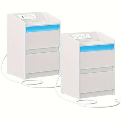 Bedside Tables Set of 2 with 2 Drawers, Side Table, Stylish And Versatile, Ideal for Living Room And Bedroom