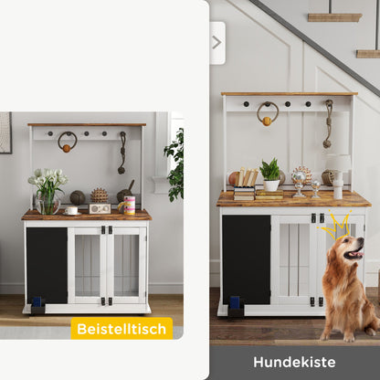 Hondenbench – Hondenkooi – Hondenhok – Hondenbench Met Opbergruimte – Grote Honden – Wit – Ruim En Stevig Ontwerp – Inclusief Krijtbord En Haken