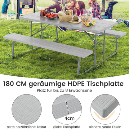 Biertafeltje – Biertafel – Bierbank – Biertafelset – Biertentset – Inklapbaar – HDPE Tafelblad – Parasolhouder