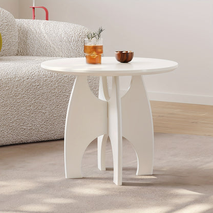 Witte Ronde Salontafel – Bijzettafel – Koffietafel – Tafel – Decoratietafel – Modern Minimalistisch Design – Unieke Sculpturale Poten – Compact Ruimtebesparend – Eenvoudige Montage