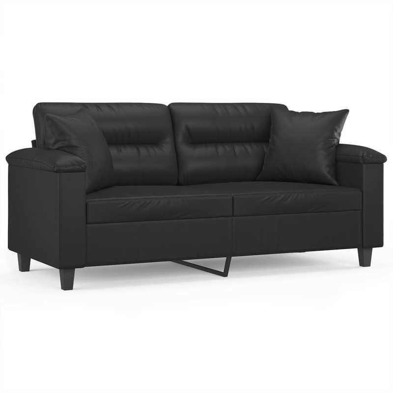 Bedbank – Slaapbank – Slaapsofa – 2-Zitsbank – Sofa Bed – Zwart Kunstleer – MDF & Massief Houten Frame – Compact 140 cm – Geen Montage