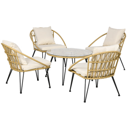 Tuinset – Tuinmeubelen – Zithoek – Bistroset – Loungeset – Ronde Tafel Ø82 cm – Weerbestendig PE Rattan Met Kussens