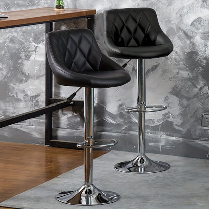 Barstoel – Barkruk – Keukenstoel – Hoogstoel – Draaistoel – Verstelbaar 55-75 cm – Zwart PU Leer – Ergonomisch Wingback Design Met Voetsteun