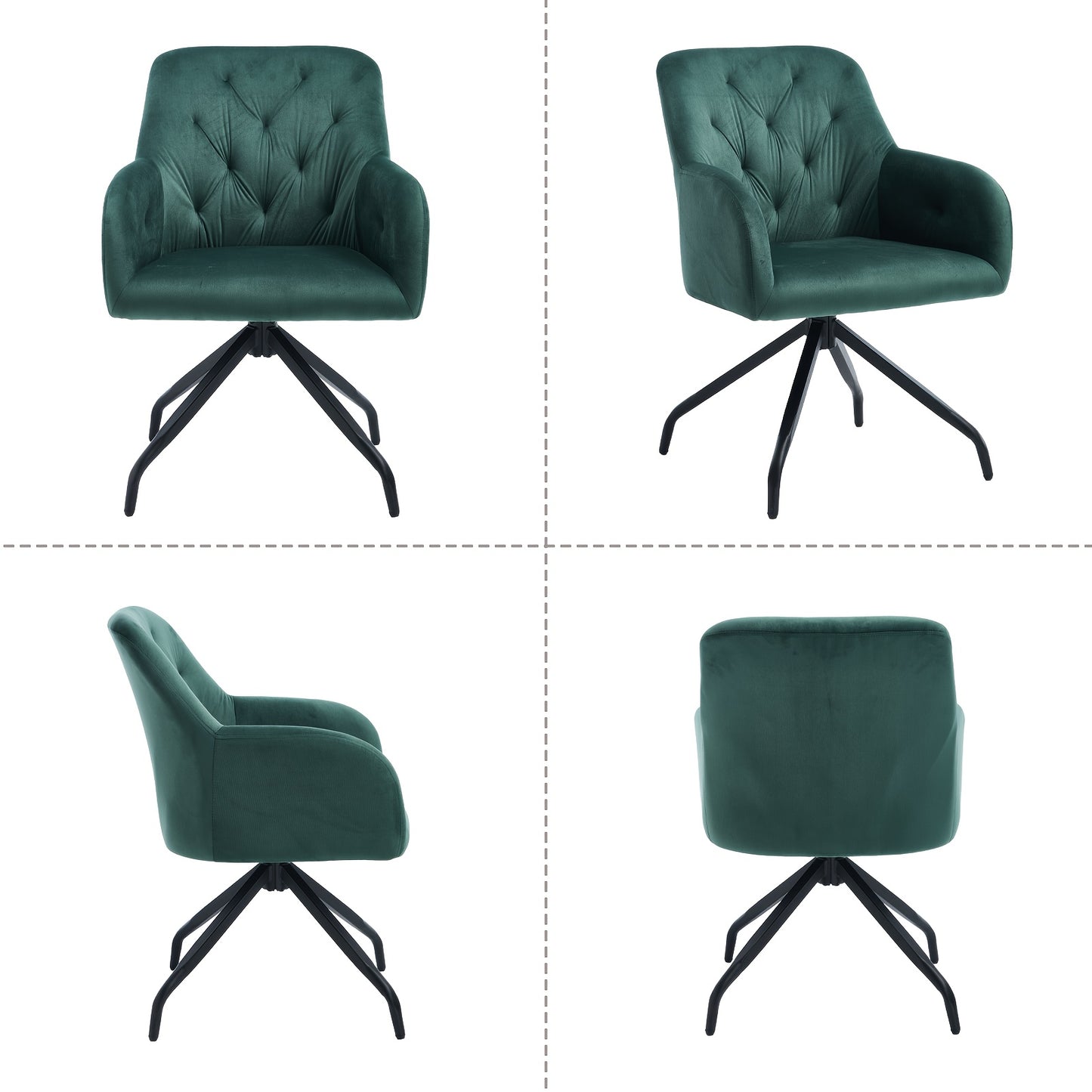 Draaifauteuil – Loungefauteuil – Relaxzetel – Accentstoel – Tweedelige Set Olijfgroen – 360° Draaibaar – Fluweelzachte Bekleding – Stevig Metalen Frame