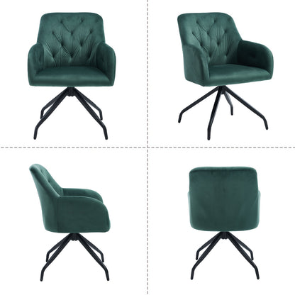 Draaifauteuil – Loungefauteuil – Relaxzetel – Accentstoel – Tweedelige Set Olijfgroen – 360° Draaibaar – Fluweelzachte Bekleding – Stevig Metalen Frame