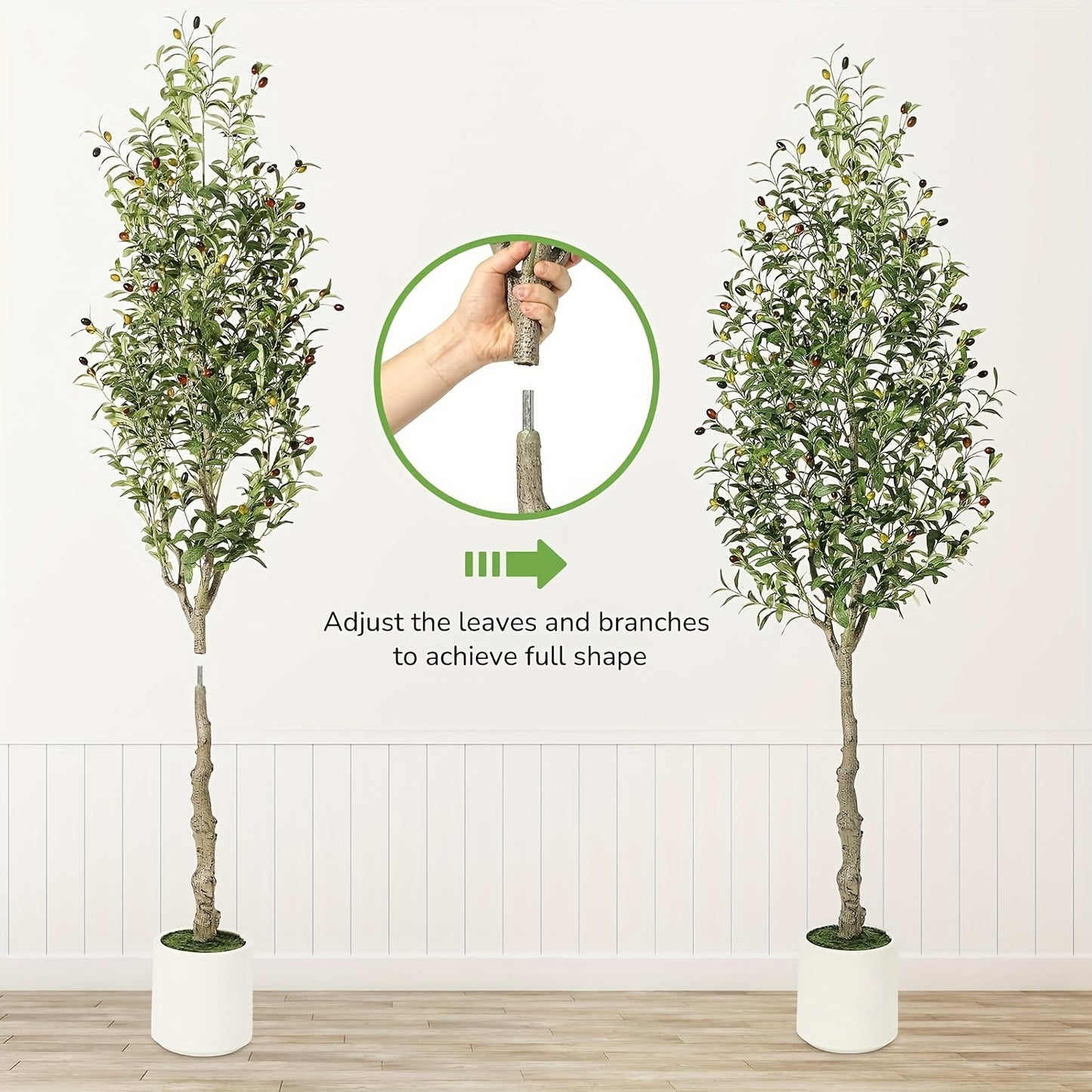 Kunstmatige Olijfboom – Kunstboom Binnen – Nep Olijfboom – Decoratieve Boom – Kunstplant – 213 cm Hoog – Realistische Houten Stam & Zijdezachte Bladeren