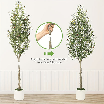Kunstmatige Olijfboom – Kunstboom Binnen – Nep Olijfboom – Decoratieve Boom – Kunstplant – 213 cm Hoog – Realistische Houten Stam & Zijdezachte Bladeren