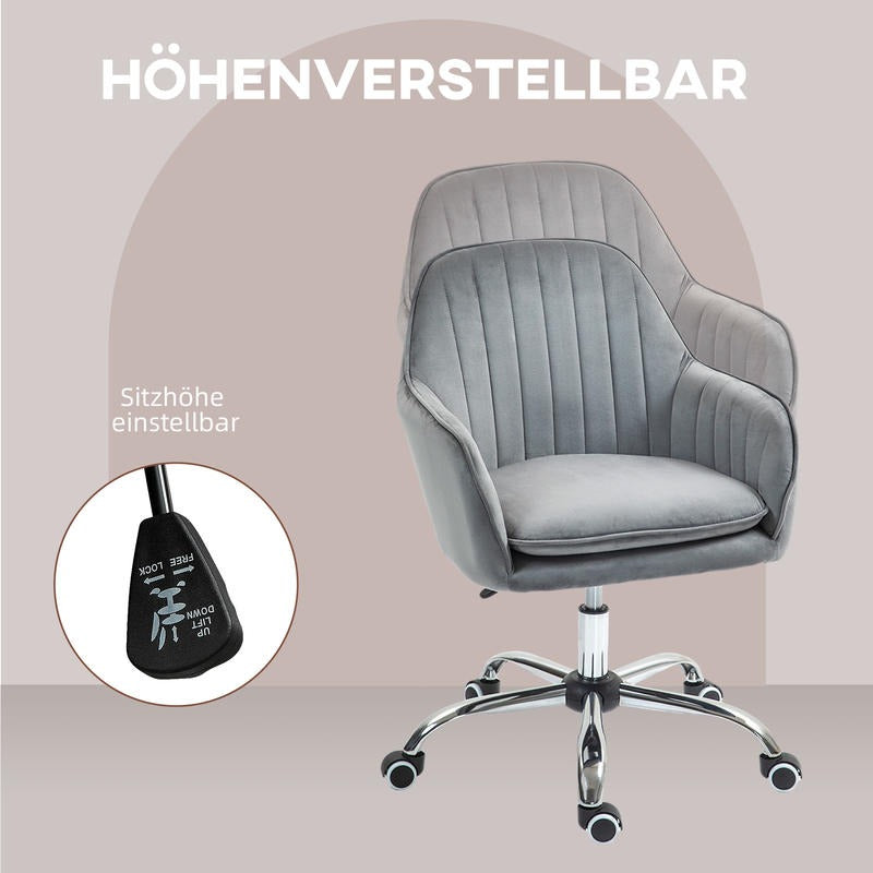 Bureaustoel – Kantoostoel – Werkstoel – Draaistoel – Bureaustoel Verstelbaar – Ergonomisch Ontwerp – Robuust Metalen Frame – Verstelbare Hoogte – Zachte Armleuningen – Grijs