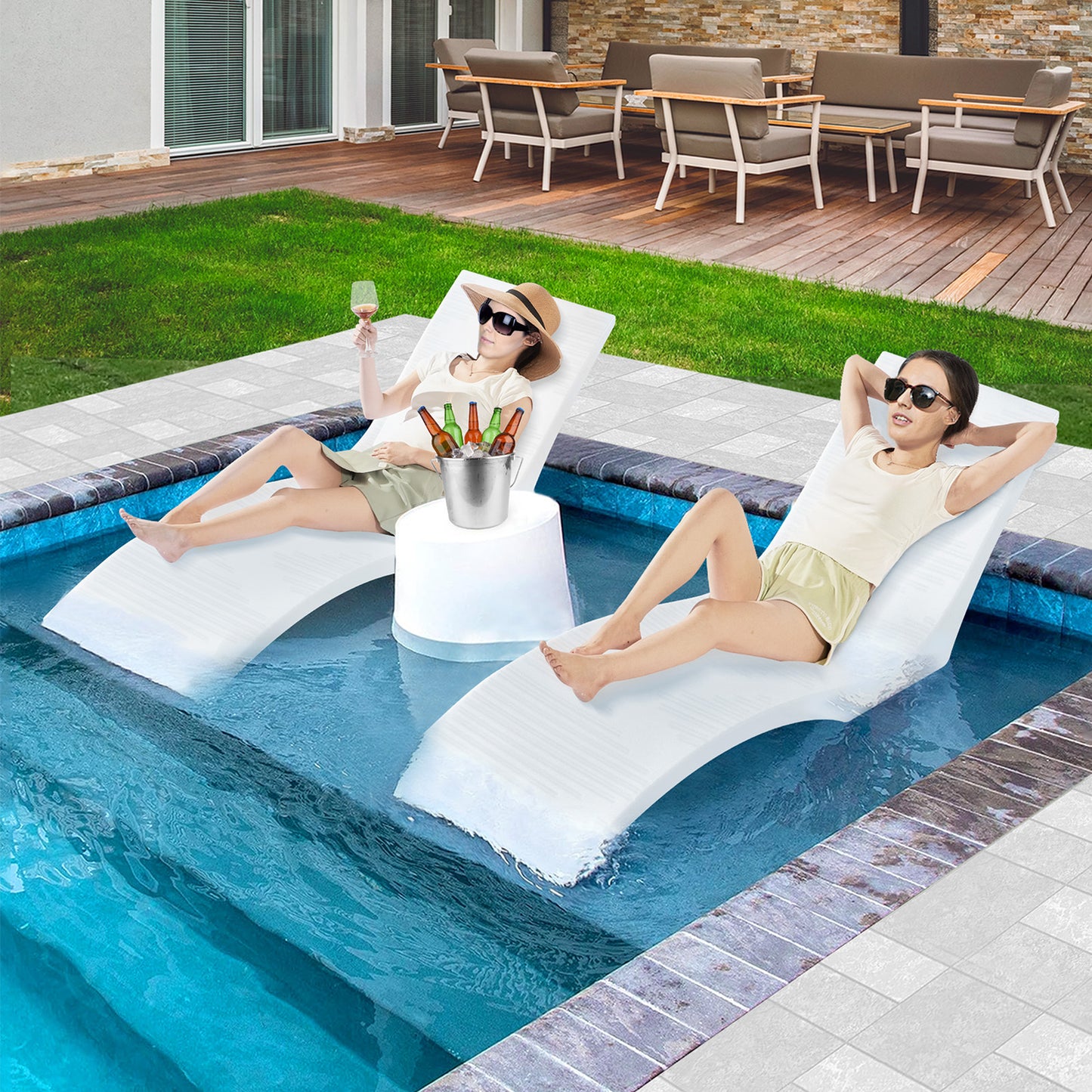 Lounge Chair – Ligstoel – Chaise Lounge – Zwemstoel – In-Pool Ligstoel – Ergonomisch S-Vorm Ontwerp – Duurzaam PE Materiaal