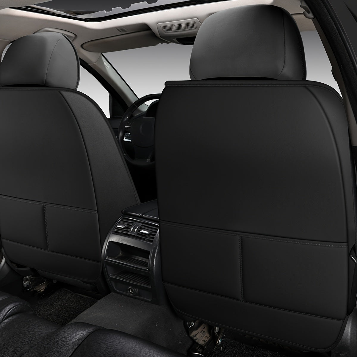 Universal PU Leather Car Seat Covers Full Set, for Vw Golf, Tiguan, Passat, T-Roc,, Touran, Arteon, ID.4, Adjustable for Front and Rear Seats, Five-Seat All-Season Car Seat Protectors, Non-Slip with Airbag Compatibility