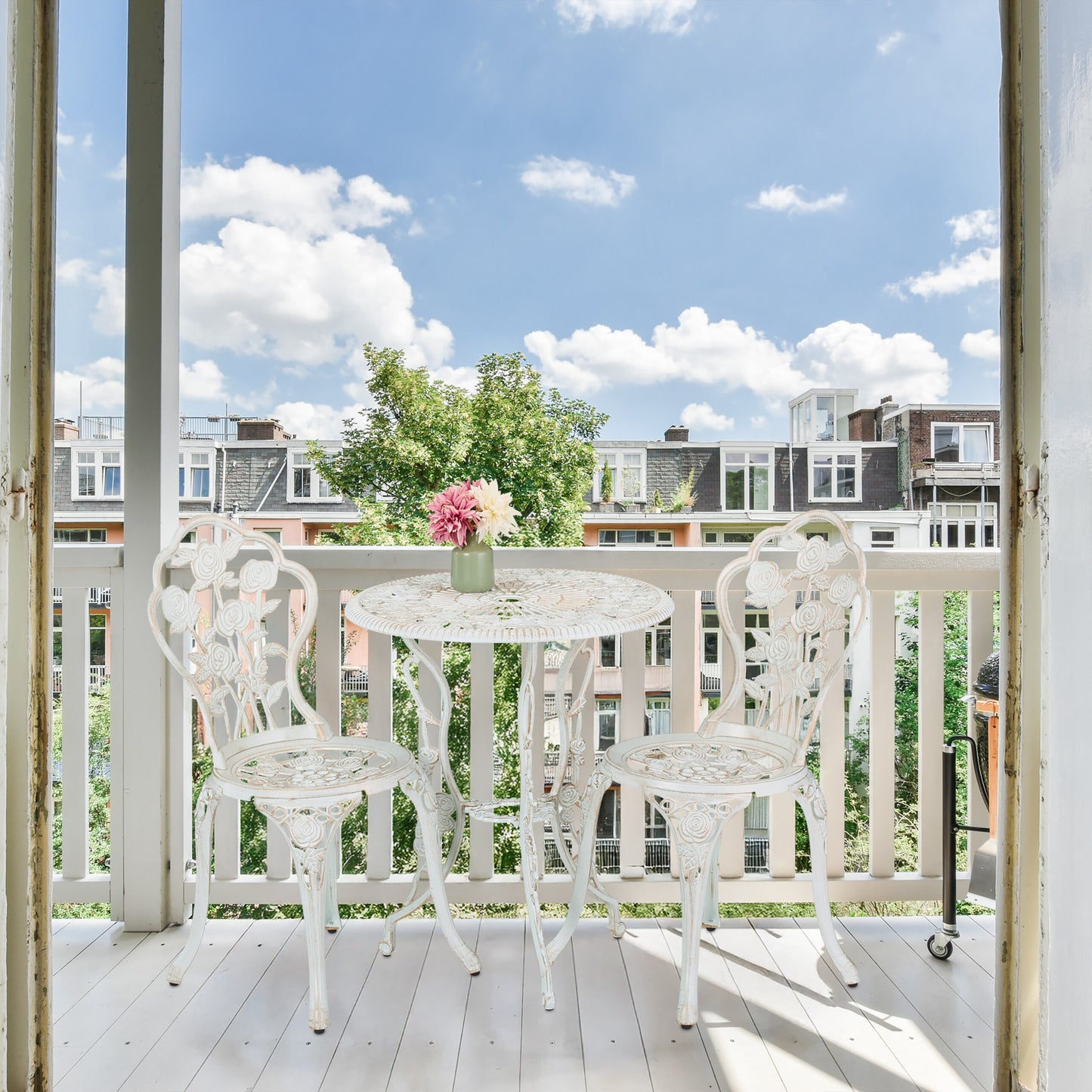 3pcs Garden Furniture Set in White/ Bronze