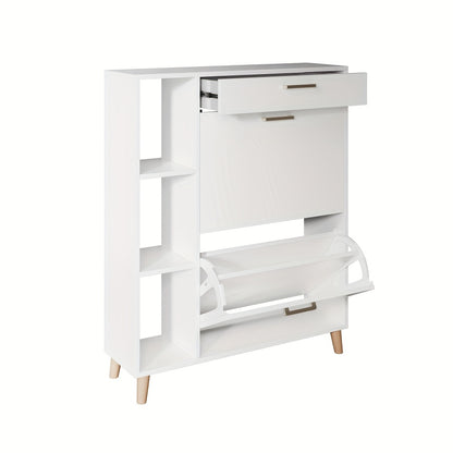 Schoenenkastje – Schoenenkast – Schoenenopberger – Schoenenrek – Halmeubel – Smal Design – 15 Paar Schoenen – Hardhouten Spaanplaat – Gouden Handgrepen