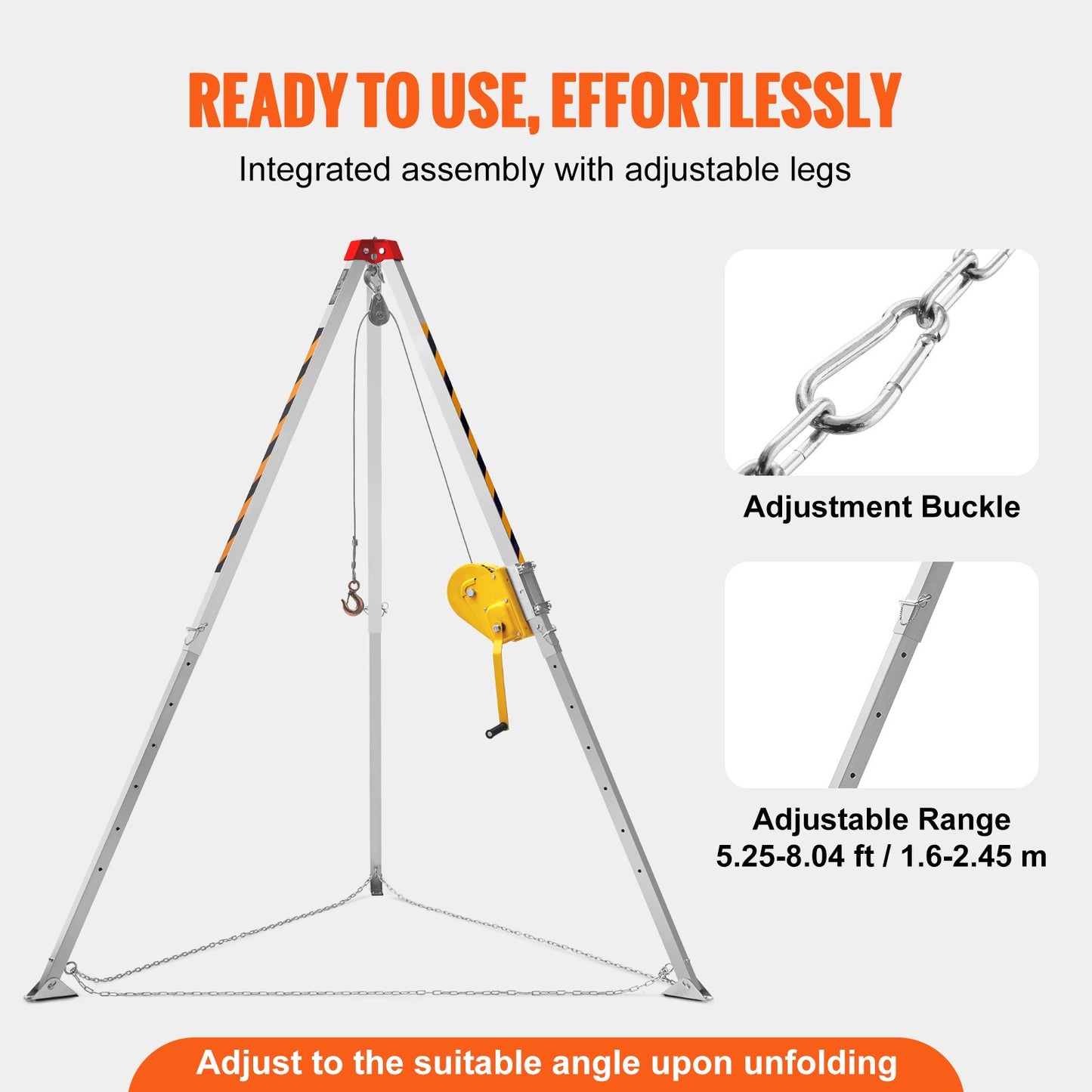Reddingsdriepoot – Veiligheidstrapod – Valbeveiliging Tripod – Reddingstrapod – Confined Space Tripod – Verstelbare Poten – 1180 kg Trekkracht – Compleet Valbeveiligingssysteem