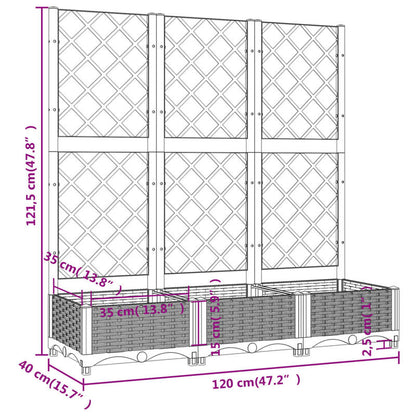 Dubbele Plantenhouder – Plantenbak – Bloembak – Kruidenbak – Tuinbak – Lichtgrijs – Stevig Materiaal – Comfortabele Werkhoogte – 120x40x121,5 cm