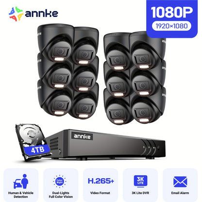 Camerasysteem – Beveiligingscamera – Beveiligingsset – CCTV Bewaking – Draadloos – 12x 1080P Turret Camera’s – 4TB HDD Opslag – Nachtzicht 30 Meter