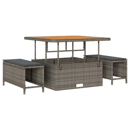 Loungeset – Tuinbank – Hoekbank – Buitenmeubel – Terrasbank – Voor 5 Personen – Weerbestendig Frame – Afneembare Wasbare Kussens – Grijs/Donkergrijs