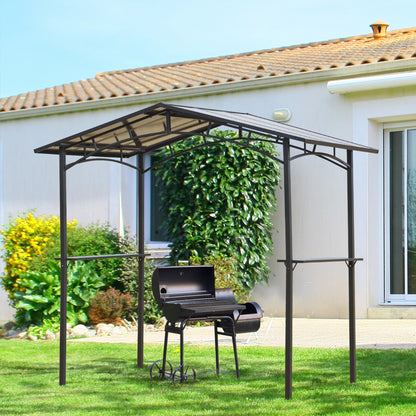 Barbecue Paviljoen – Tuinpaviljoen – BBQ Overkapping – Barbecue Schuilhut – Buitenverblijf – Aluminium en Metaal – Dubbel Polycarbonaat Dak – 2,5x1,5 Meter – Zwart