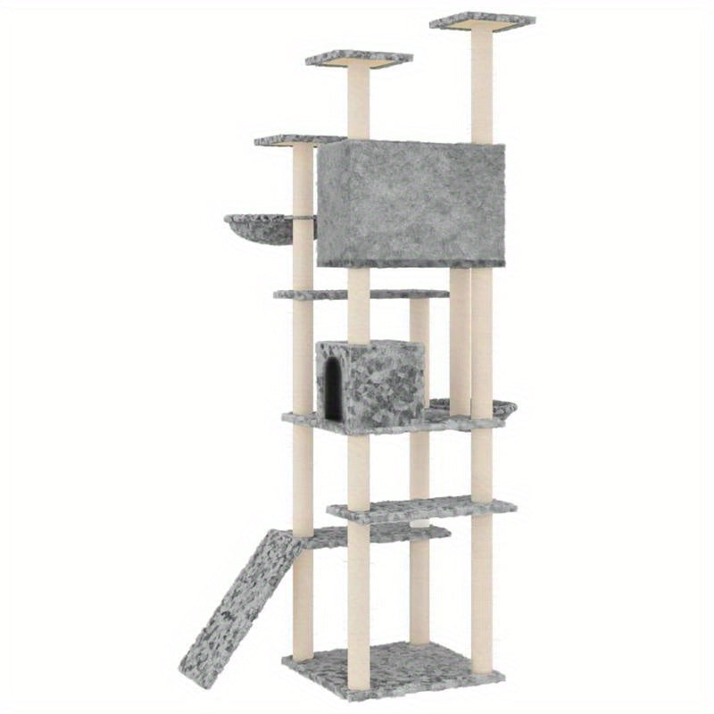 Light Gray Sisal Scratching Post Cat Furniture, 191cm Hardwood Construction, Kattenmeubel